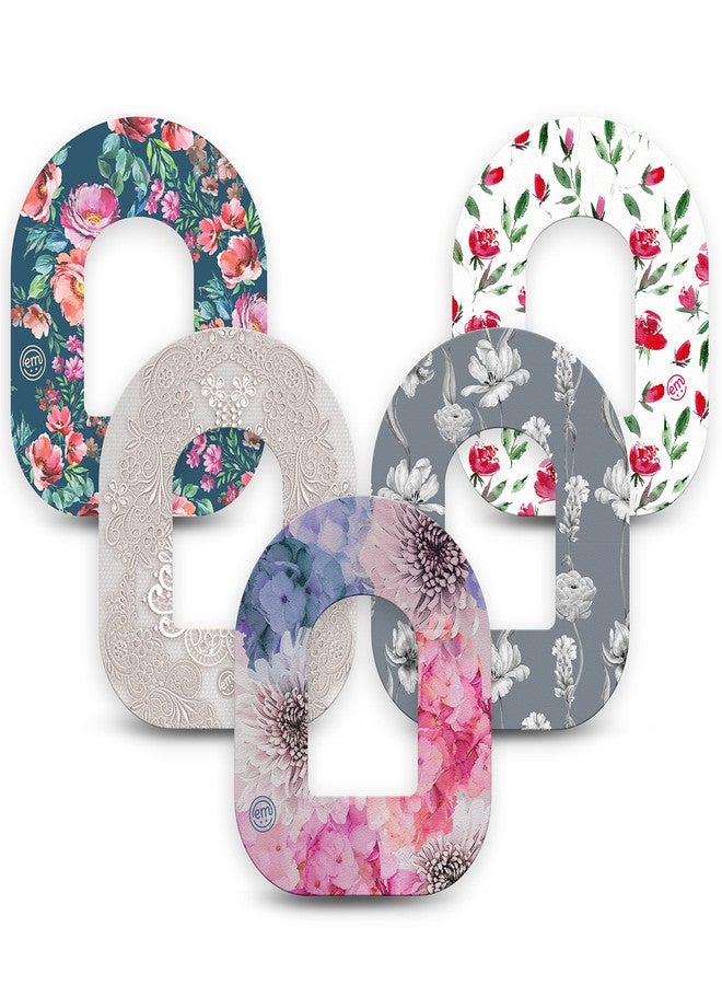 ExpressionMed - Adhesive Patch for Omnipod (5-Pack) - Made in The USA, Waterproof, Split Backing, CGM Tape (Frosty Floral Variety Pack) - Image 1